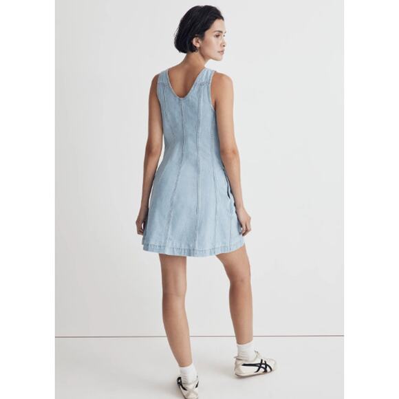 Madewell‎ Denim Sleeveless Seamed Mini Dress Palomilla Wash Size 12 - Picture 3 of 9
